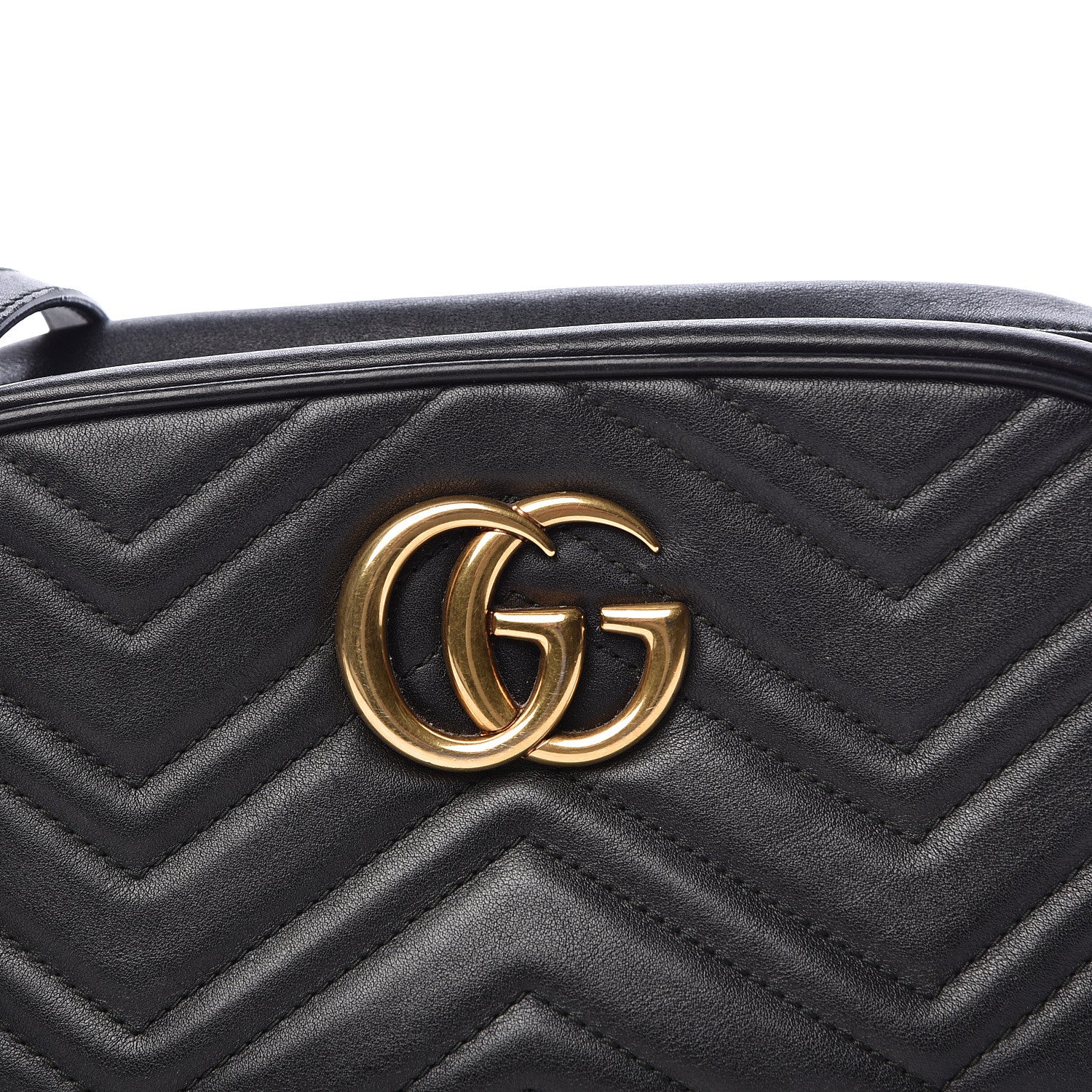Gucci Calfskin Matelasse Small GG Marmont Chain Shoulder Bag Black 8 of 14