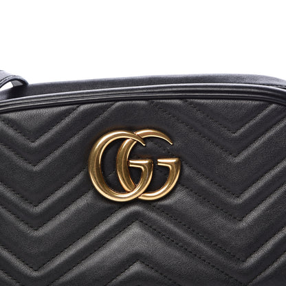Gucci Calfskin Matelasse Small GG Marmont Chain Shoulder Bag Black 8 of 14