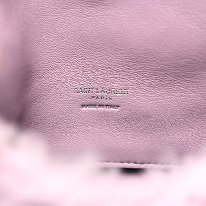 Saint Laurent Shearling Quilted Monogram Loulou Puffer Pouch Clutch Lilac 6 of 8