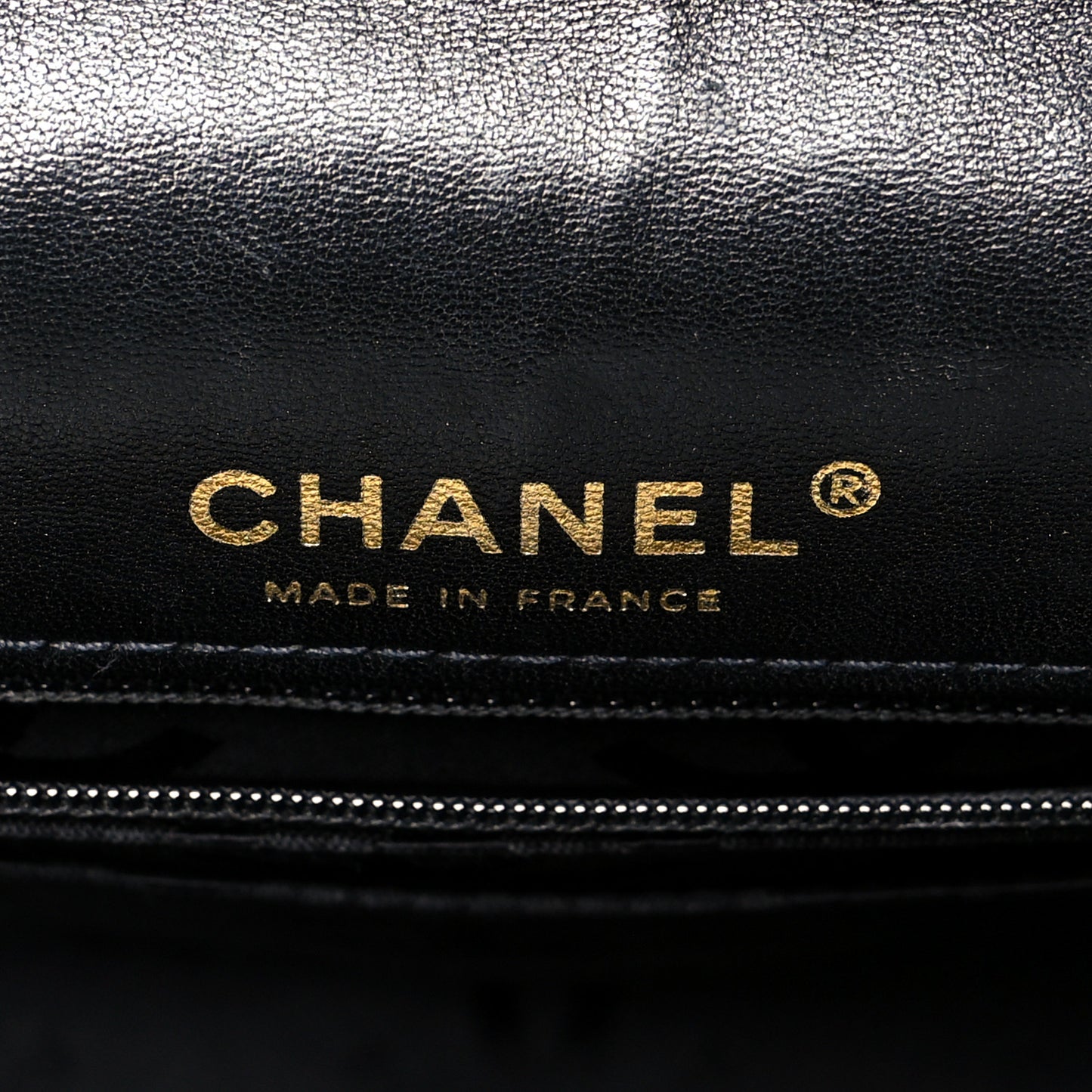 Glazed Calfskin Stitched Small Flap Black