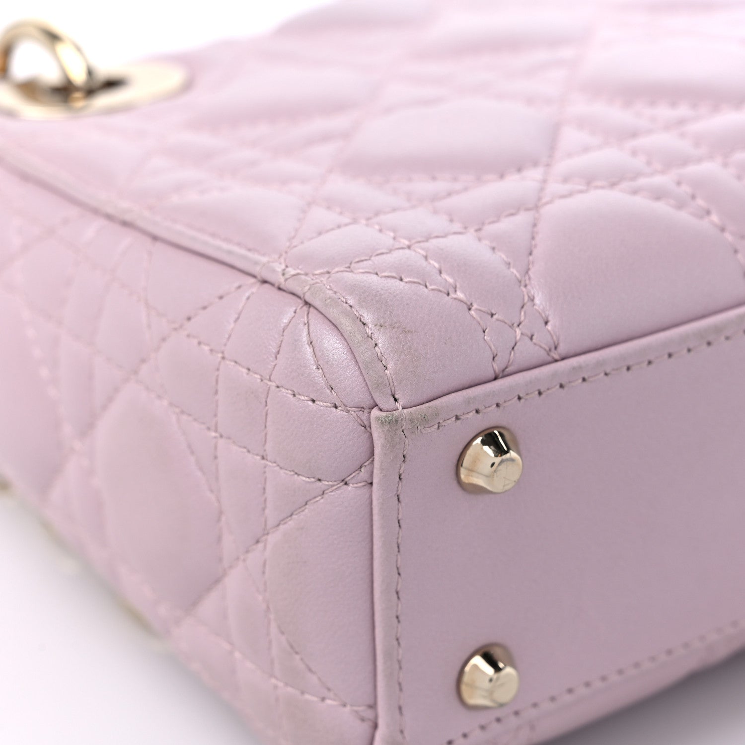 Christian Dior Metallic Calfskin Cannage Mini Lady Dior Pink 9 of 15