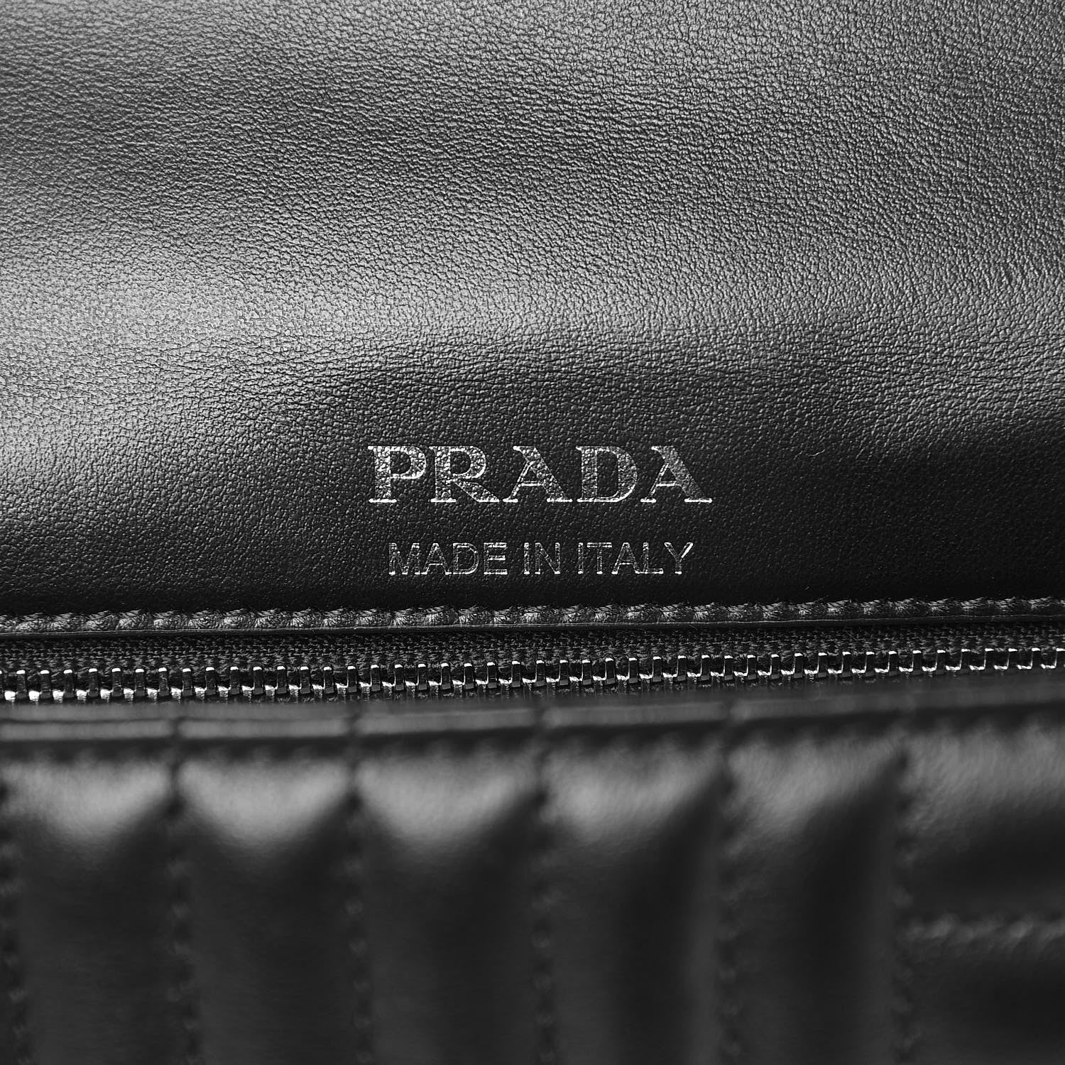 Prada Soft Calfskin Impunture Diagramme Medium Chain Flap Shoulder Bag Black 6 of 8