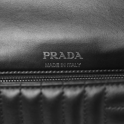 Prada Soft Calfskin Impunture Diagramme Medium Chain Flap Shoulder Bag Black 6 of 8