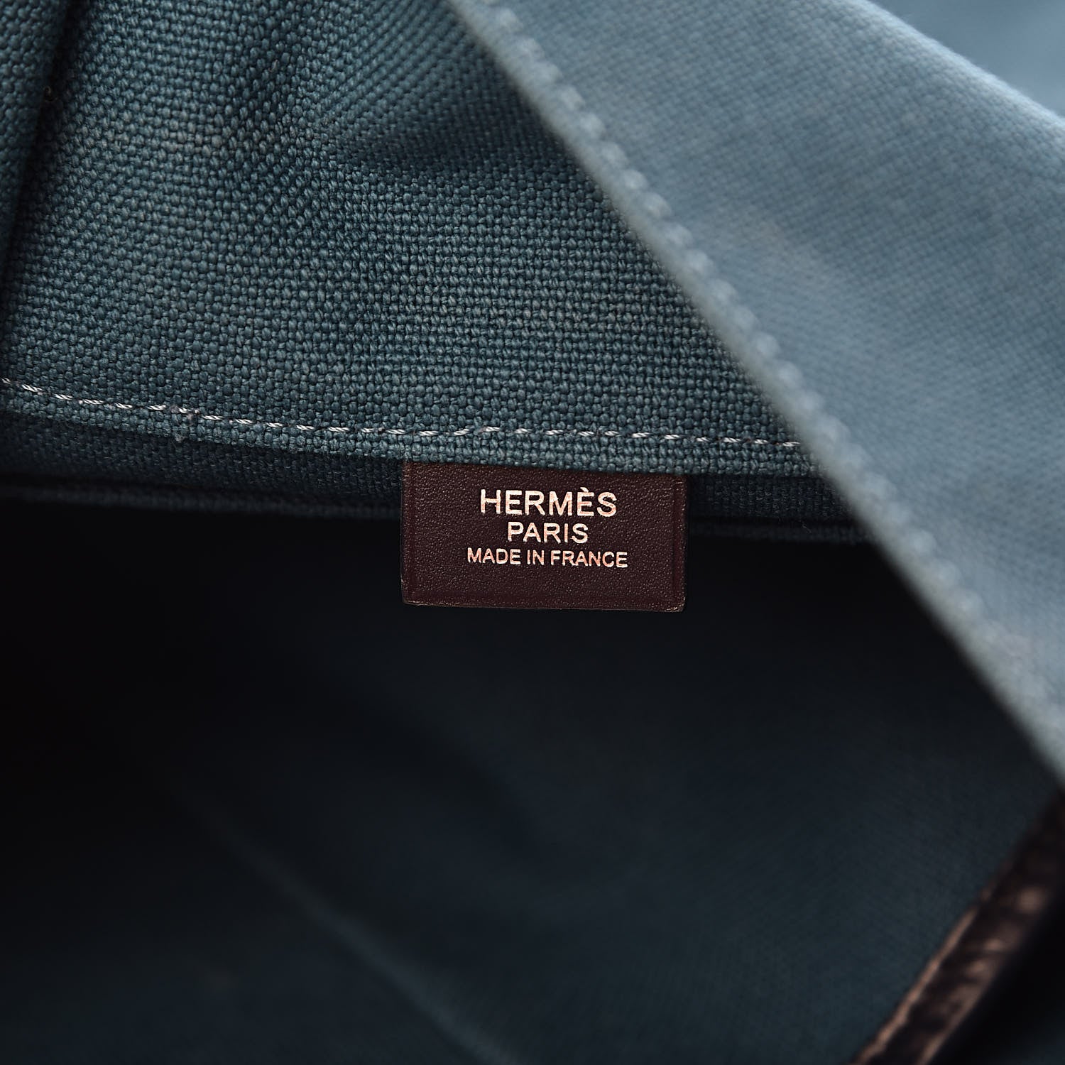Hermes Canvas Calfskin Etriviere Shopping Tote Colvert Bleu Indigo 6 of 9