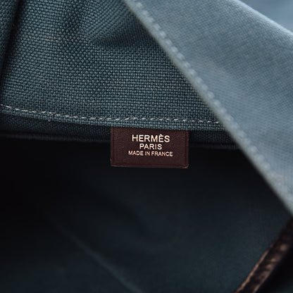 Hermes Canvas Calfskin Etriviere Shopping Tote Colvert Bleu Indigo 6 of 9