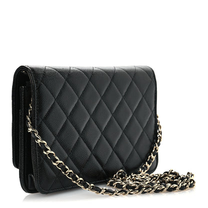Chanel Caviar Quilted Chain CC Wallet On Chain WOC Black 3 of 11