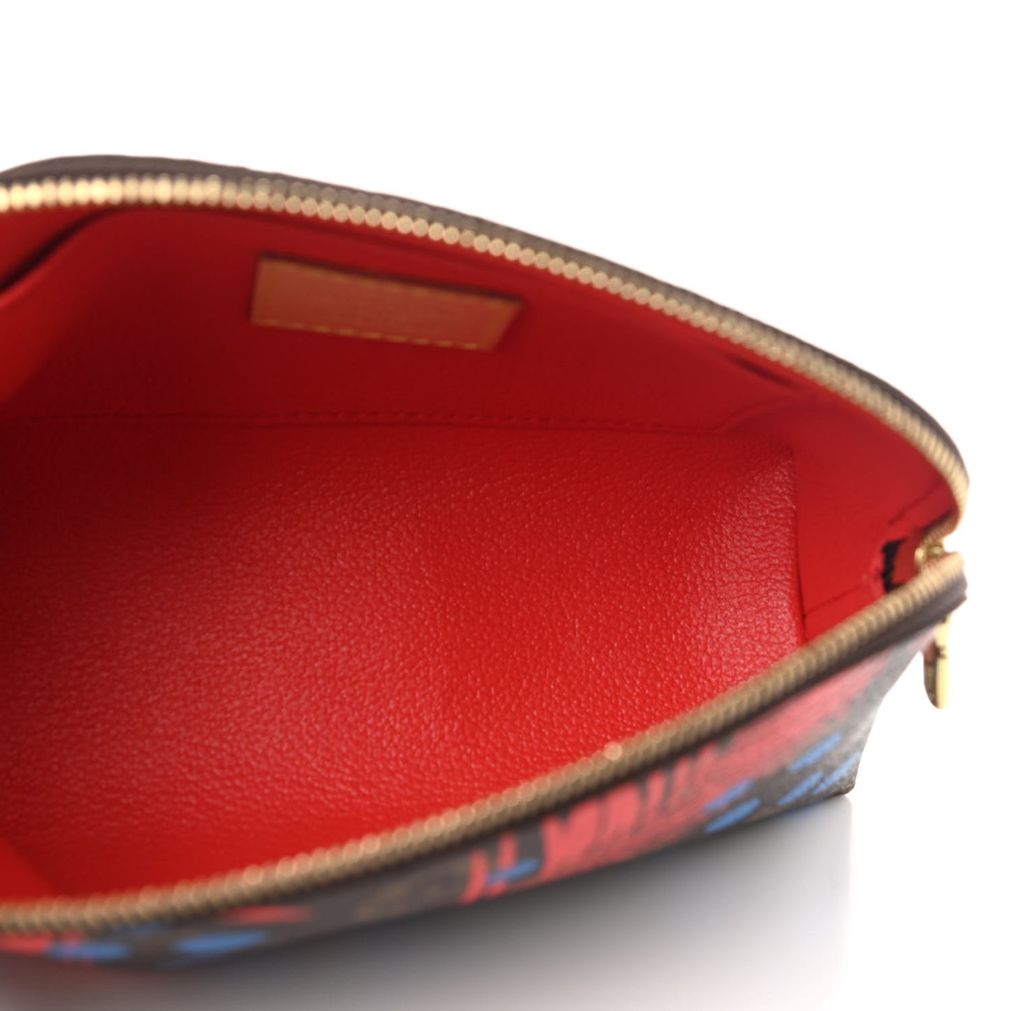 Monogram Jungle Dots Cosmetic Pouch Coquelicot Denim