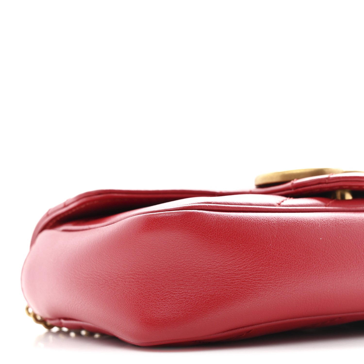 Gucci Calfskin Matelasse Super Mini GG Marmont Shoulder Bag Hibiscus Red 9 of 11