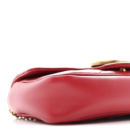 Gucci Calfskin Matelasse Super Mini GG Marmont Shoulder Bag Hibiscus Red 9 of 11