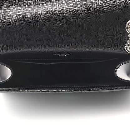 Saint Laurent Grain De Poudre Textured Mixed Matelasse Triquilt Medium Monogram Satchel Black 4 of 9