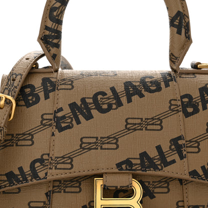 Balenciaga Coated Canvas BB Monogram Logo Print XS Hourglass Top Handle Bag Beige Brown Black 9 of 12