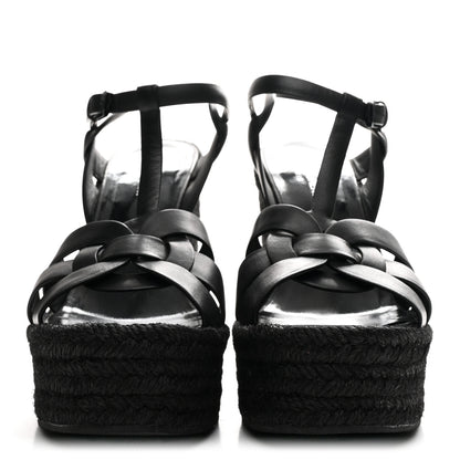Saint Laurent Calfskin Tribute 95 Platform Espadrille Wedge Sandals 40.5 Black 3 of 8