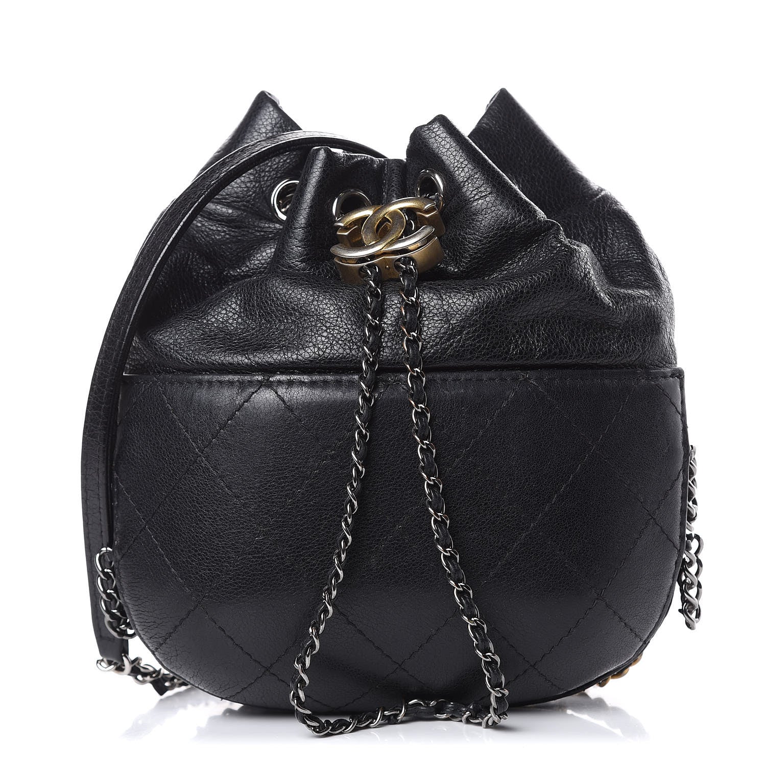 Chanel Calfskin Quilted Small Gabrielle Bucket Black 1 of 10