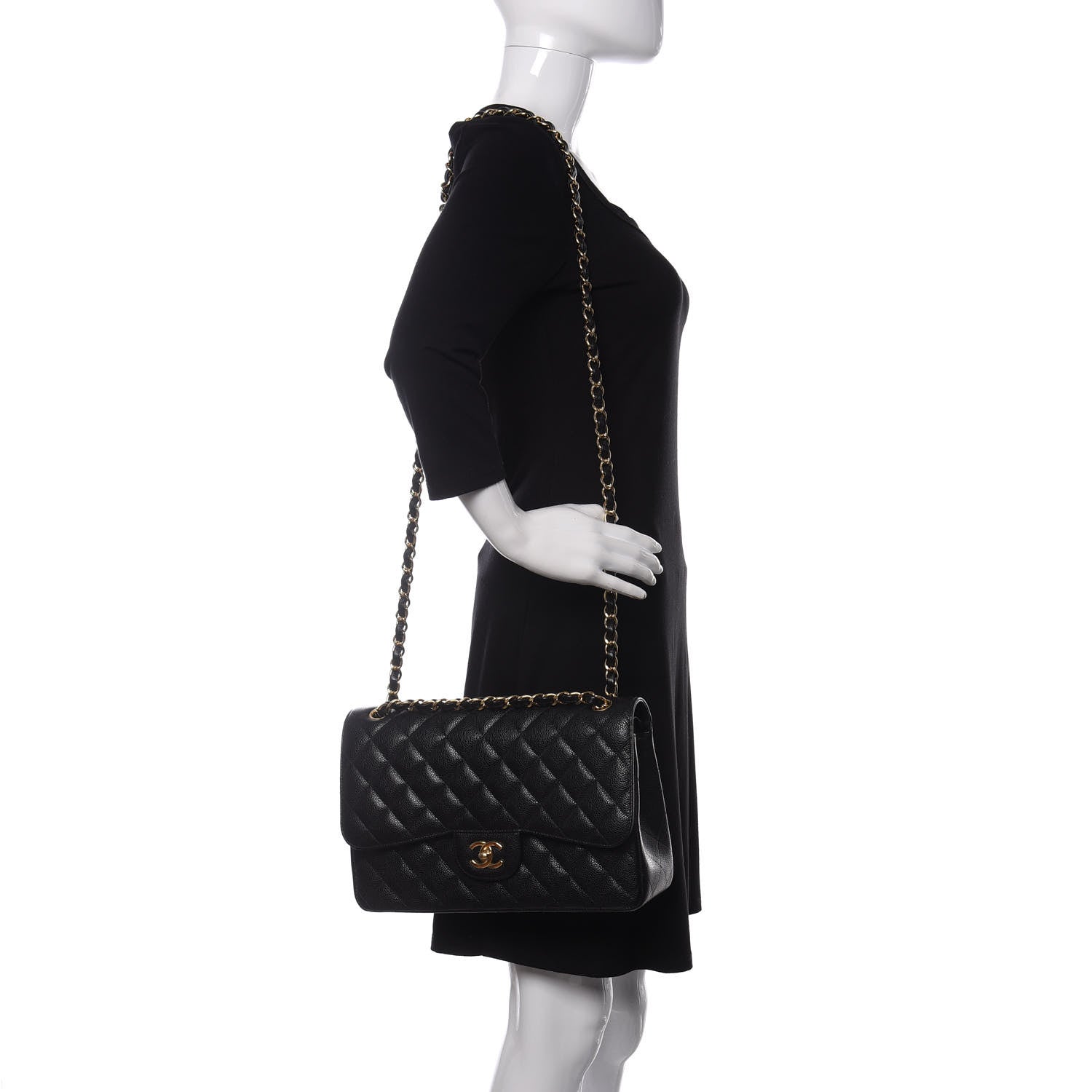 Chanel Caviar Quilted Jumbo Double Flap Black 2 of 12