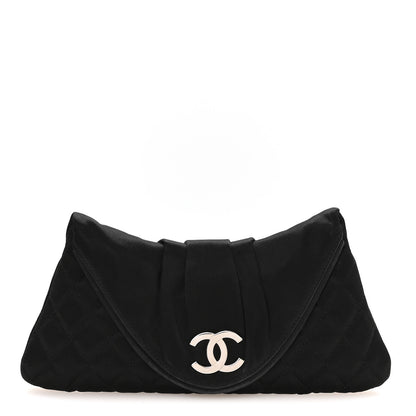 Chanel Satin Quilted Flap Clutch Black 1 of 7