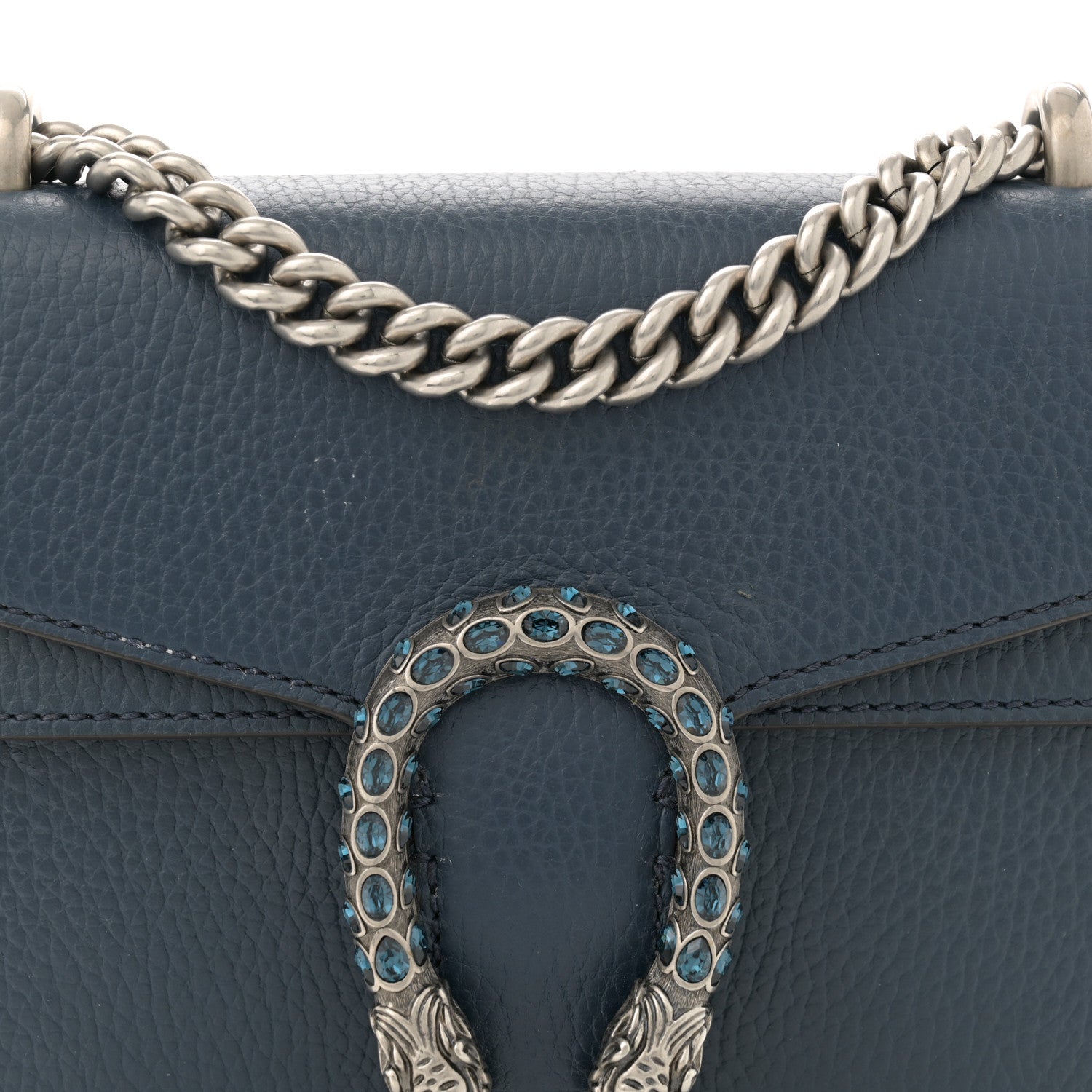Gucci Dollar Calfskin Crystal Mini Dionysus Shoulder Bag Blue Agata Montana Sapphire 8 of 14