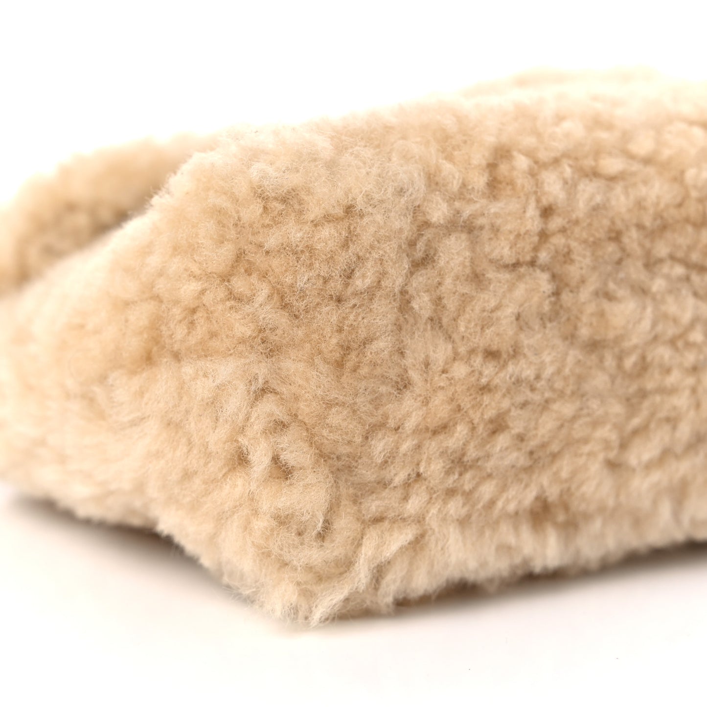 Shearling Quilted Monogram Loulou Puffer Pouch Clutch Natural Beige Brick