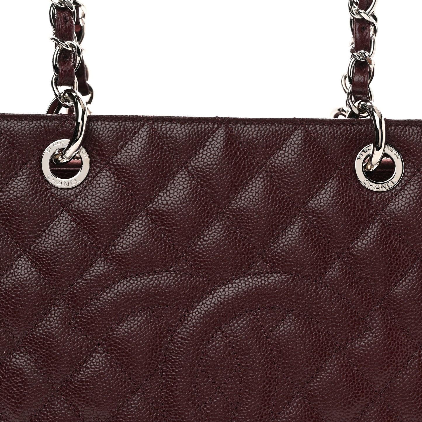 Caviar Quilted Grand Shopping Tote GST Dark Burgundy