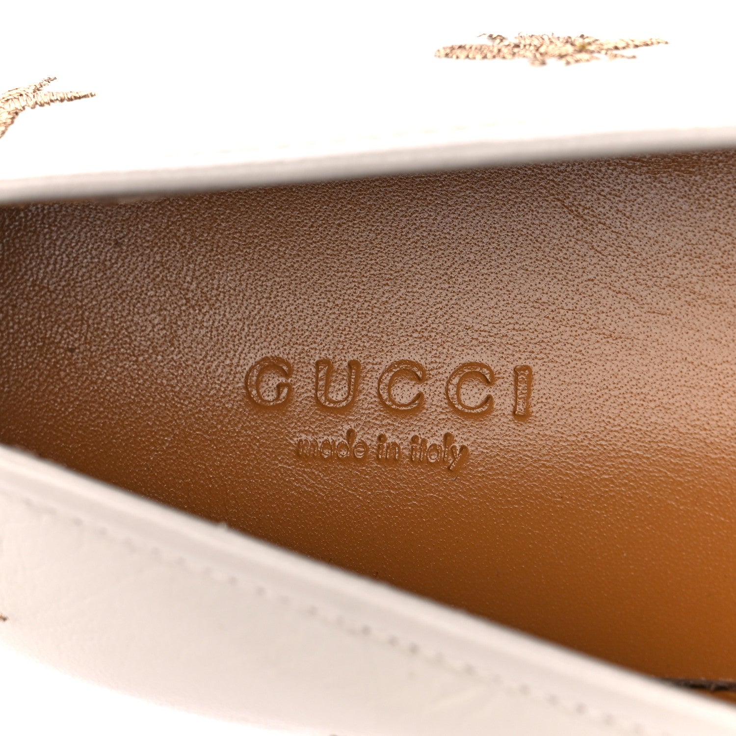Gucci Goatskin Bee Star Embroidered Womens Jordaan Loafers 41 Mystic White 7 of 9