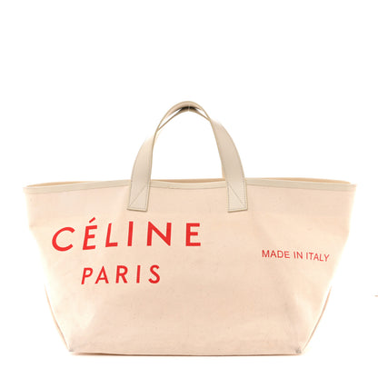 Celine Textile Medium Made In Tote Natural Natural Red 1 of 14