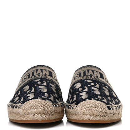 Christian Dior Oblique Embroidered Granville Espadrille 15mm Slippers 38.5 Deep Blue 2 of 11