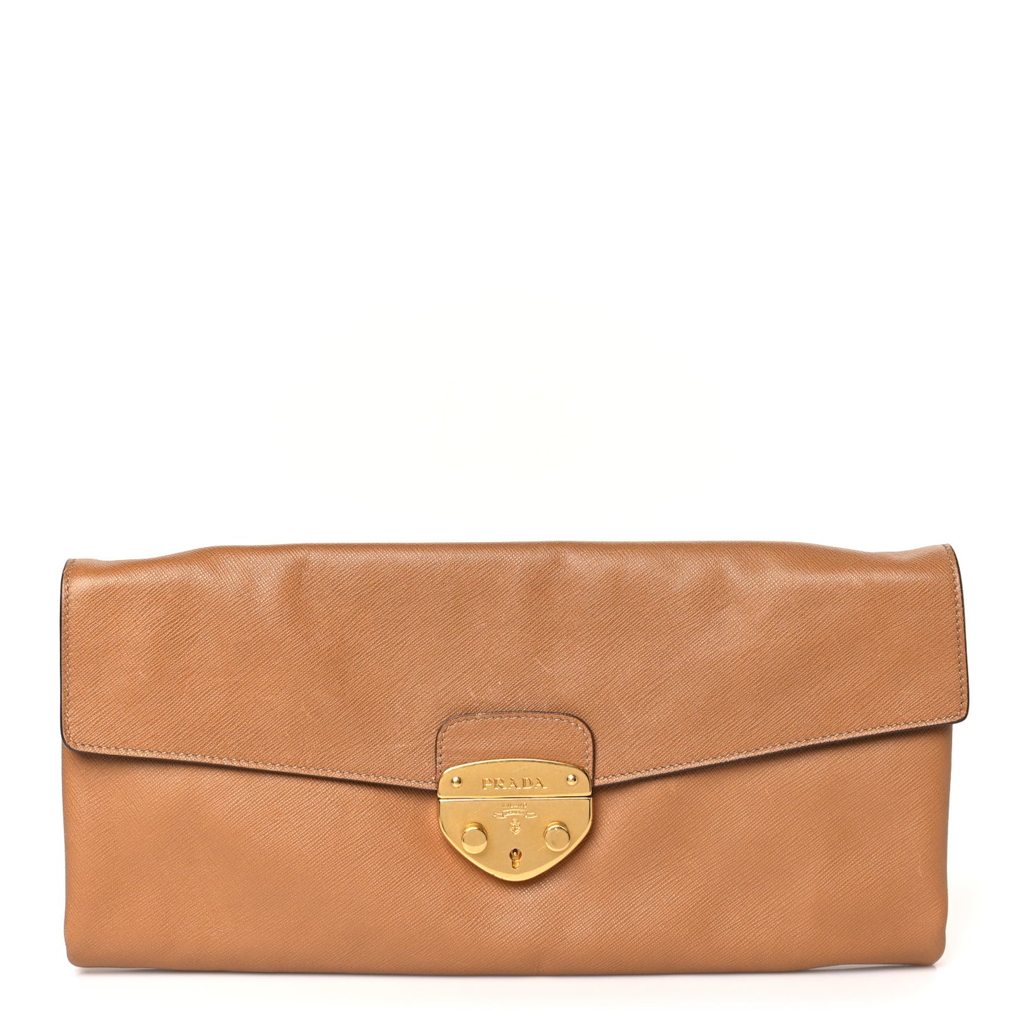 Saffiano Flap Clutch Caramel