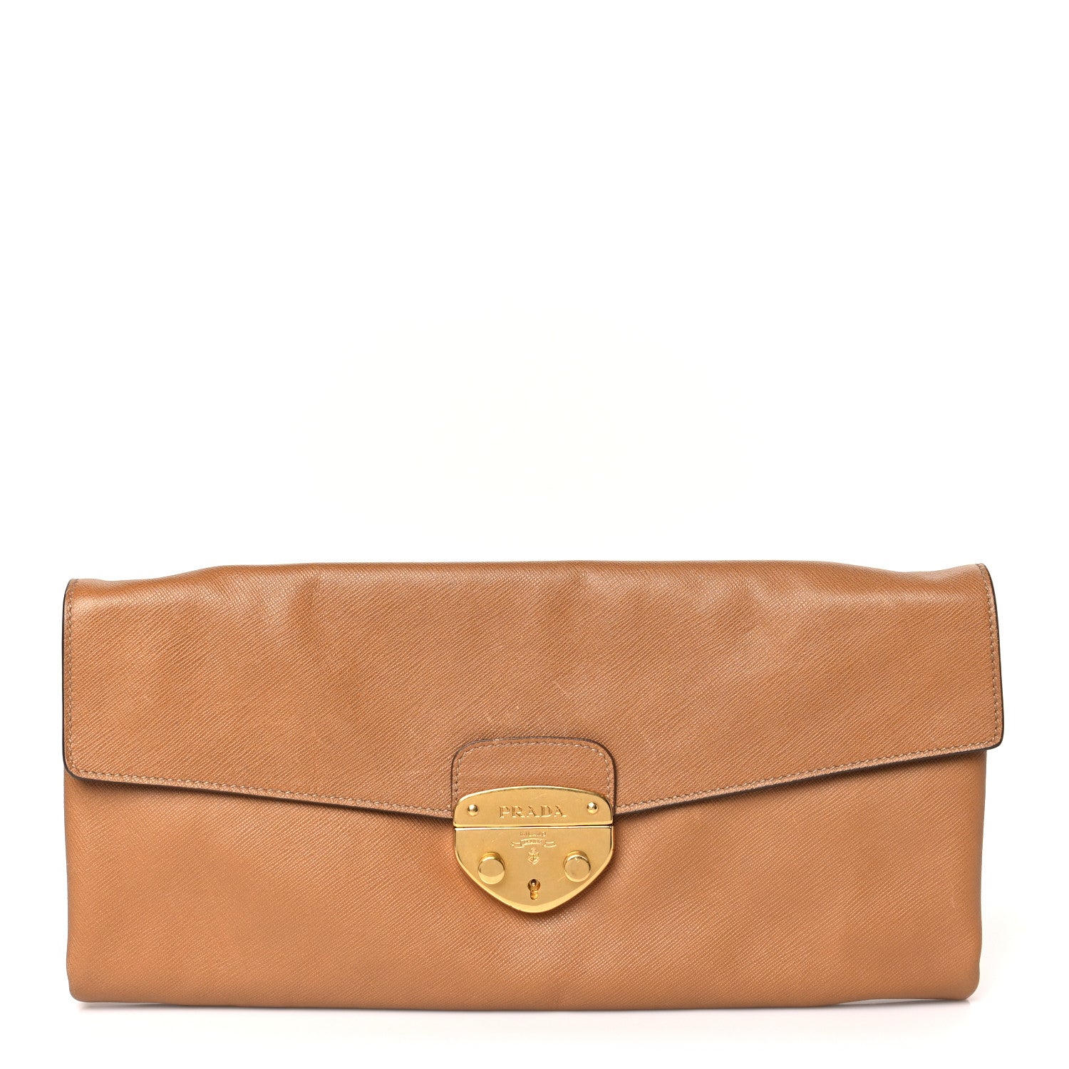 Prada Saffiano Flap Clutch Caramel 1 of 10