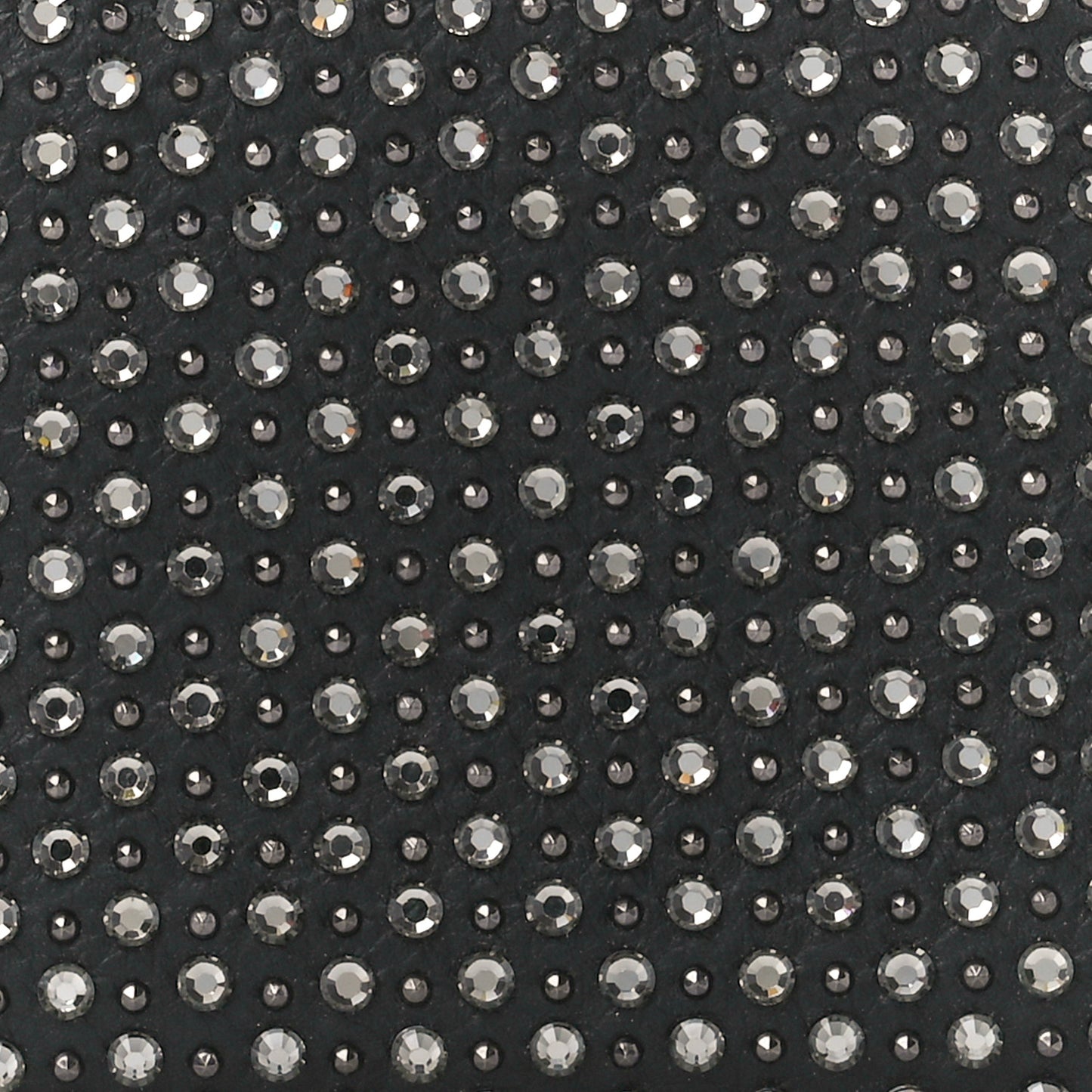 Lambskin Quilted Crystal Medium Gusset Double Zip Around Wallet Black