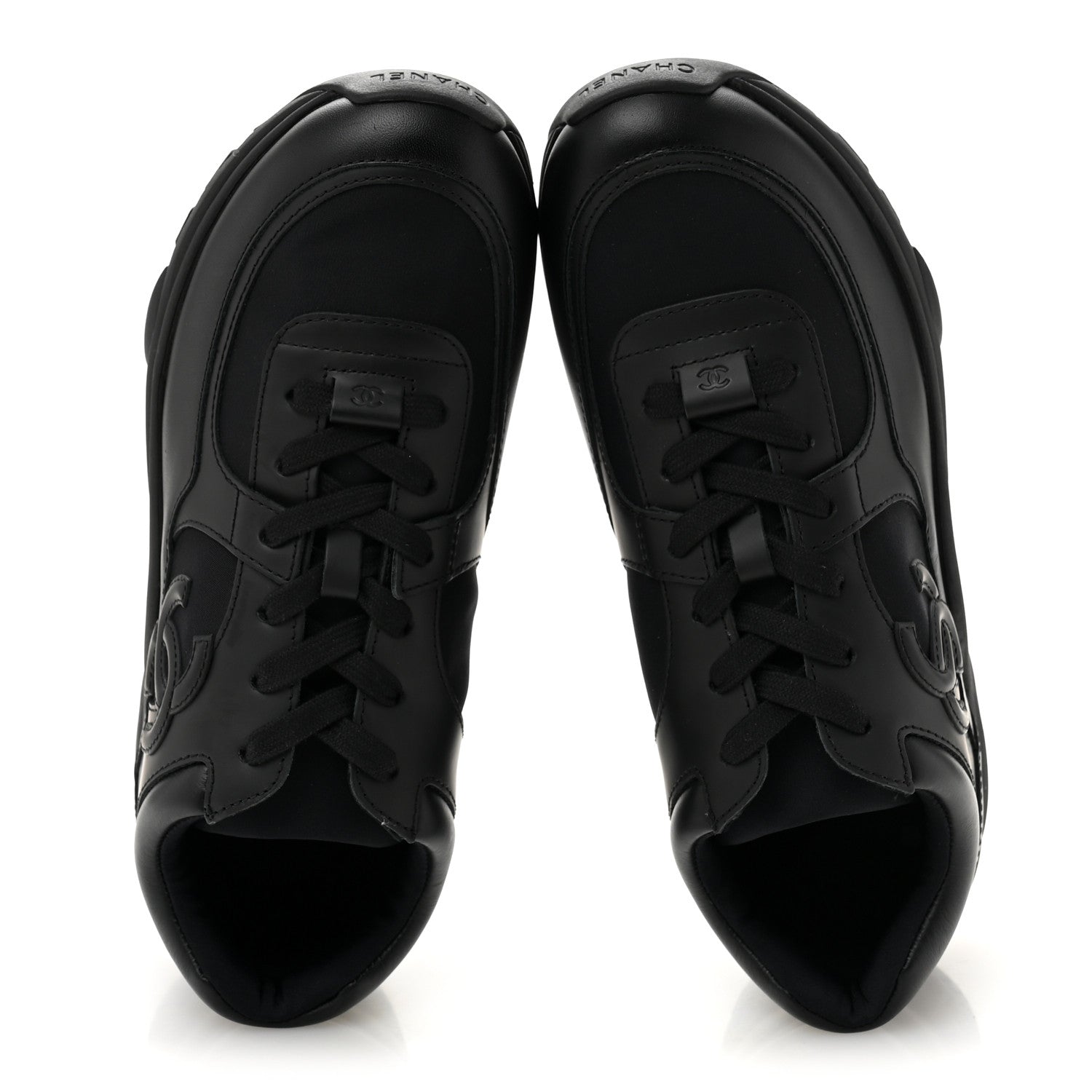 Chanel Lambskin Fabric CC Sneakers 39 Black 2 of 9