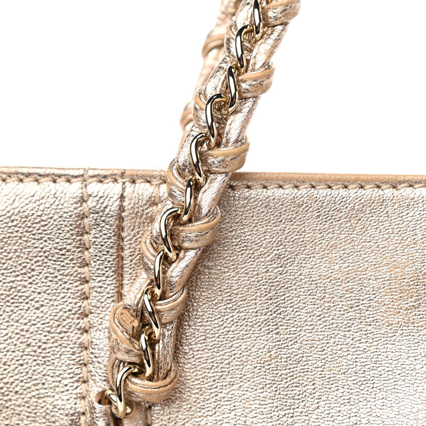 Metallic Goatskin Luxe Ligne Tote Gold