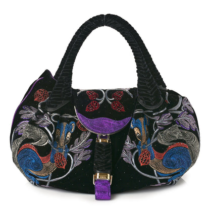 Fendi Velvet Embroidered Squirrel Spy Black Multicolor 1 of 13
