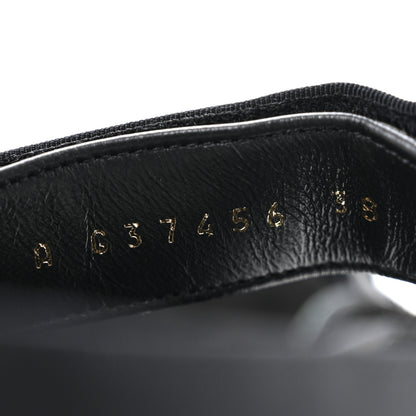 Chanel Grosgrain Crystal Logo Platform Sandals 38 Black 9 of 10