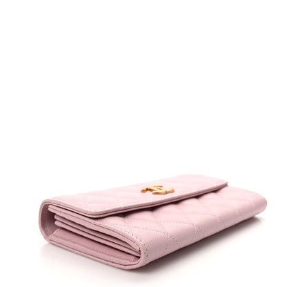 Chanel Caviar Quilted Studded CC Large Gusset Flap Wallet Light Pink 4 of 8