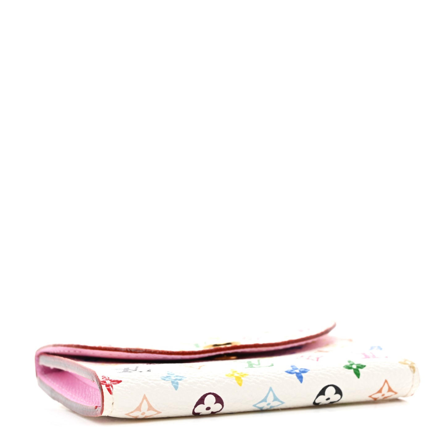 Monogram Multicolor Business Card Holder White Litchi