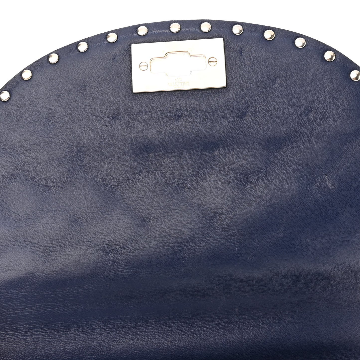 Nappa Medium Rockstud Spike Halfmoon Saddle Bag Blue