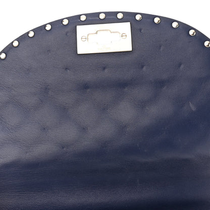 Valentino Garavani Nappa Medium Rockstud Spike Halfmoon Saddle Bag Blue 11 of 11