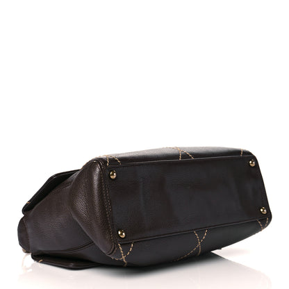 Chanel Calfskin Diamond Stitch Surpique Flap Bag Dark Brown 4 of 10