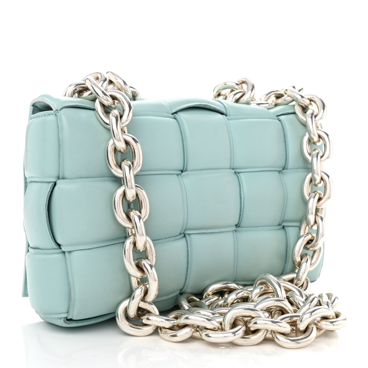 Lambskin Maxi Intreccio Padded Chain Cassette Crossbody Bag Spearmint