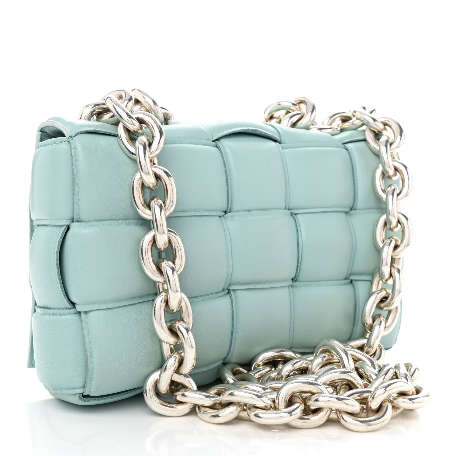 Bottega Veneta Lambskin Maxi Intreccio Padded Chain Cassette Crossbody Bag Spearmint 3 of 9