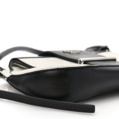 Prada City Calfskin Small Sidonie Shoulder Bag White Black 7 of 10