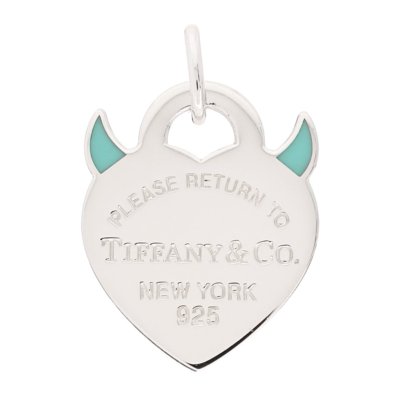 Tiffany Sterling Silver Enamel Return To Tiffany Devil Heart Tag Charm Blue 1 of 4
