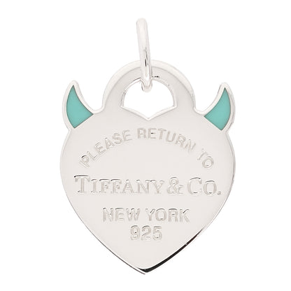 Tiffany Sterling Silver Enamel Return To Tiffany Devil Heart Tag Charm Blue 1 of 4