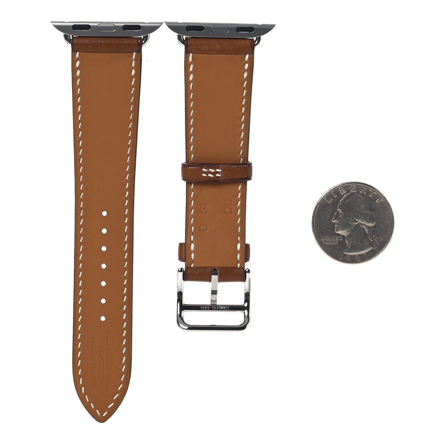 145 試着のみ　Apple Watch エルメス　サーキット　ブラウン　レザー Hermes Barenia 42mm Apple Watch Single Tour Band Fauve 1710480