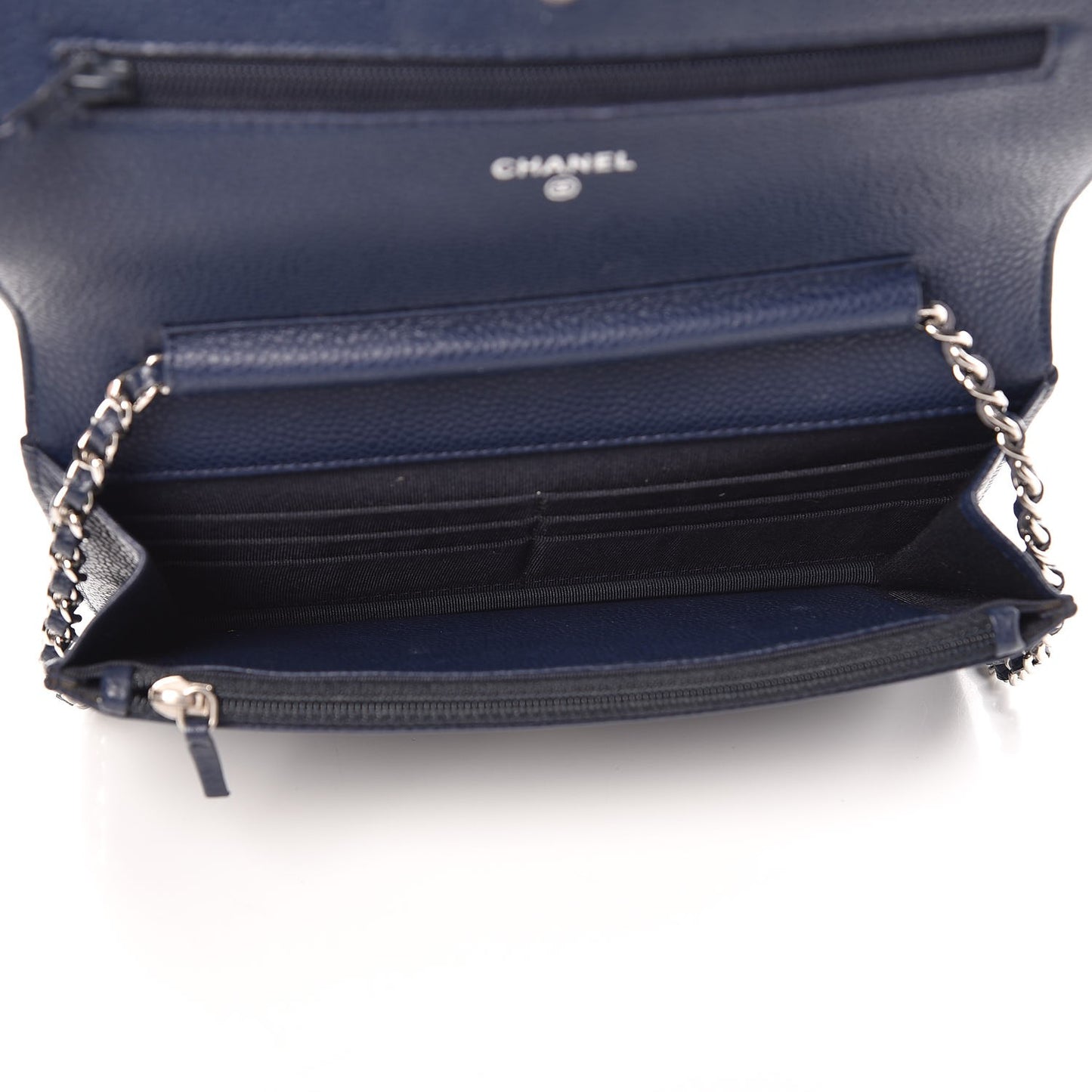 Caviar Quilted Wallet On Chain WOC Navy Blue