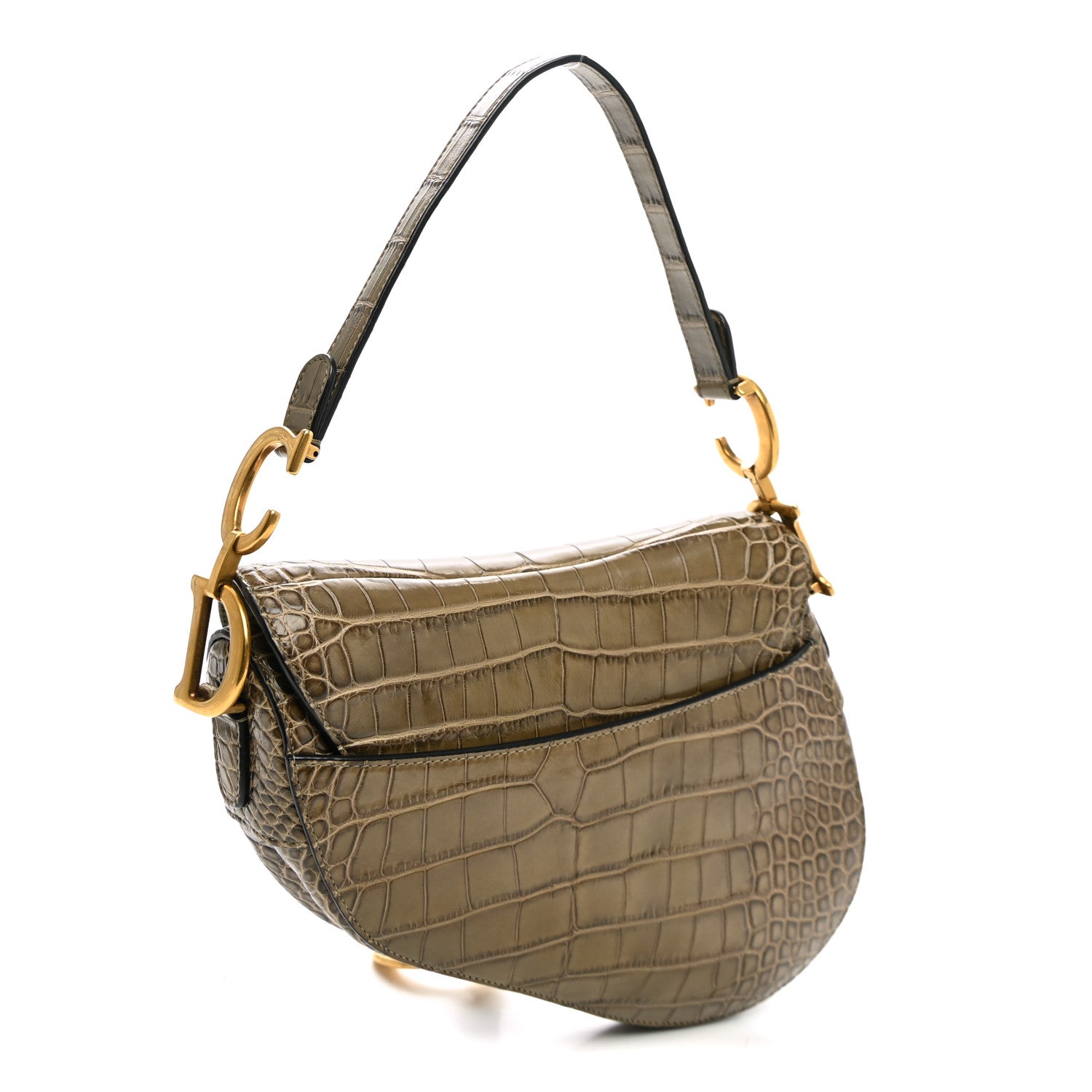Christian Dior Alligator Saddle Bag Green 2 of 9