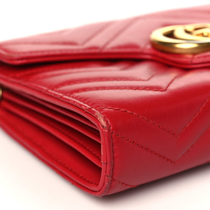 Gucci Calfskin Matelasse GG Marmont Chain Wallet Hibiscus Red 8 of 10