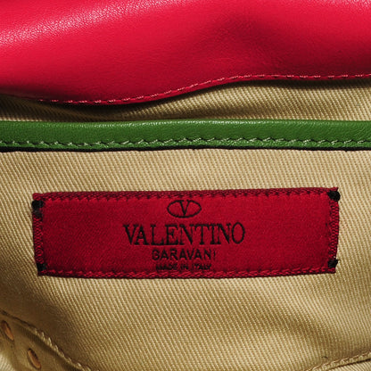 Valentino Garavani Vitello Colorblock Mini Rockstud Flap Saddle Crossbody Bag Deep Rose Green Grey Scarlet 5 of 8