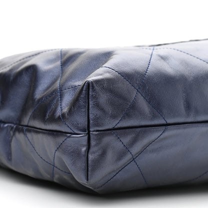 Chanel Metallic Calfskin Quilted Small Chanel 22 Navy Blue 10 of 11