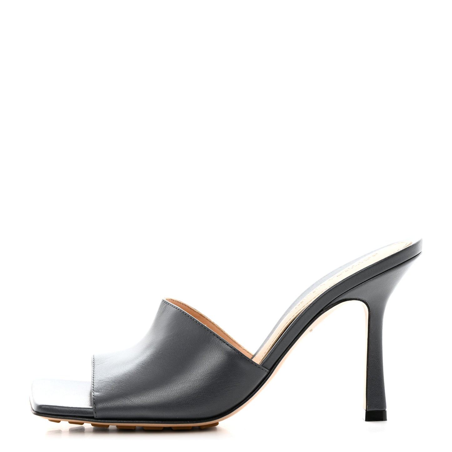 Lambskin Stretch Mule Sandals 36 Light Graphite