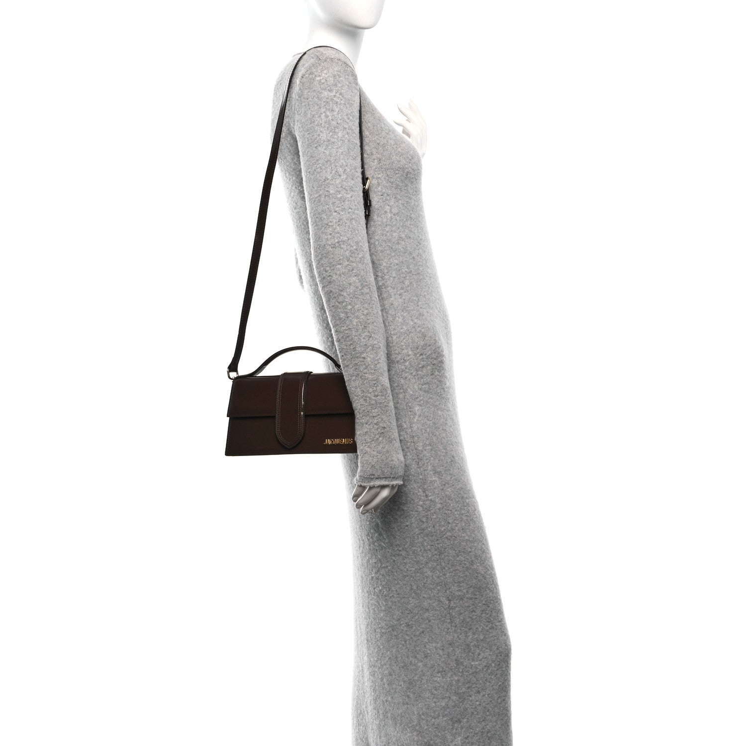 Jacquemus Glazed Calfskin Le Grand Bambino Midnight Brown 2 of 15